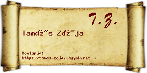 Tamás Zója névjegykártya